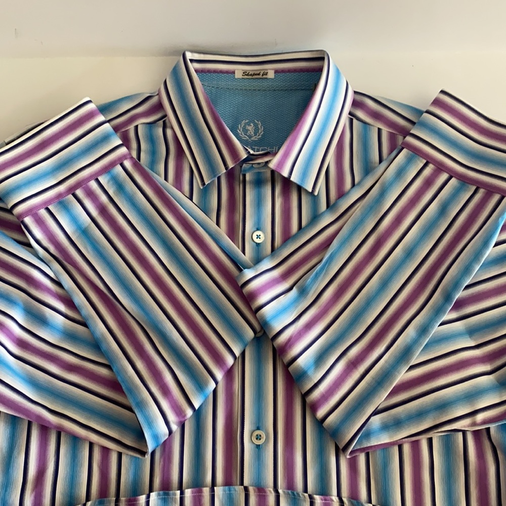 Bugatchi Uomo Men’s Striped Long Sleeve Button Up Shirt - Picture 4 of 4